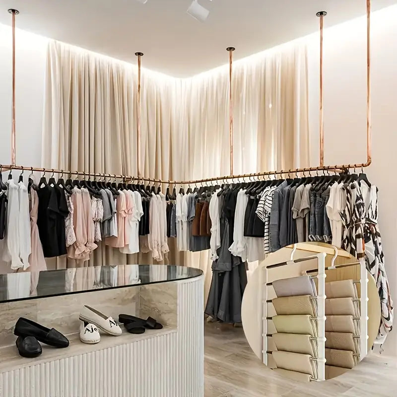 2-Pack Folding Multi-Layer Pants Hanger – Stainless Steel Wardrobe Organizer for Jeans, Leggings & Scarves