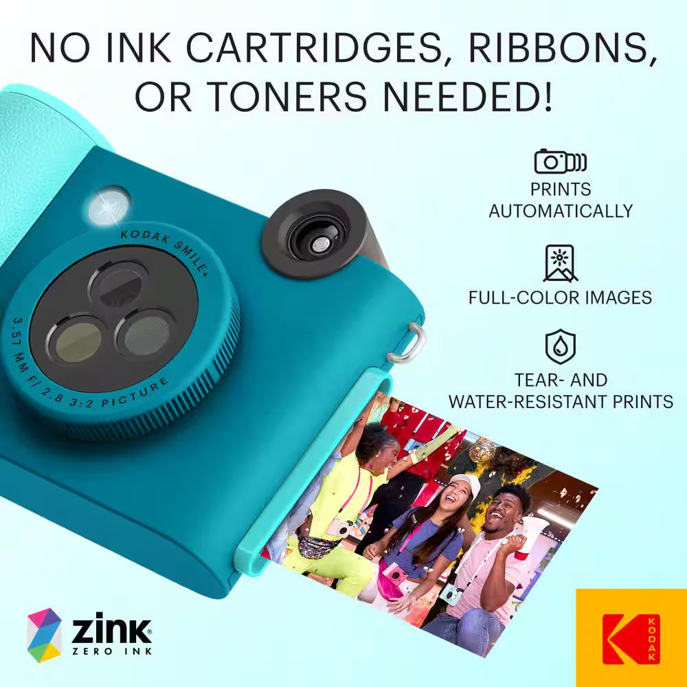 Smile plus Wireless 2X3 Digital Instant Print Camera with Effect Lenses, Blue