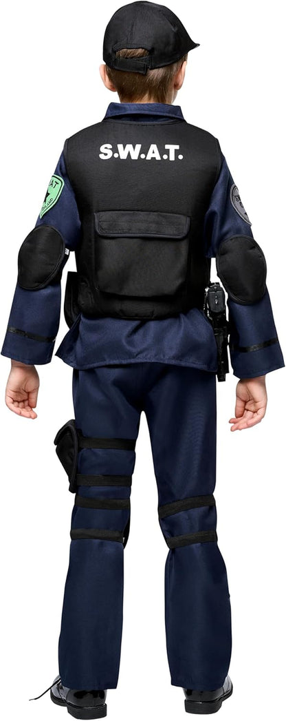 20PCS Police SWAT Costume for Kids, S.W.A.T. Police Officer Costume for Boys Halloween Cosplay Party