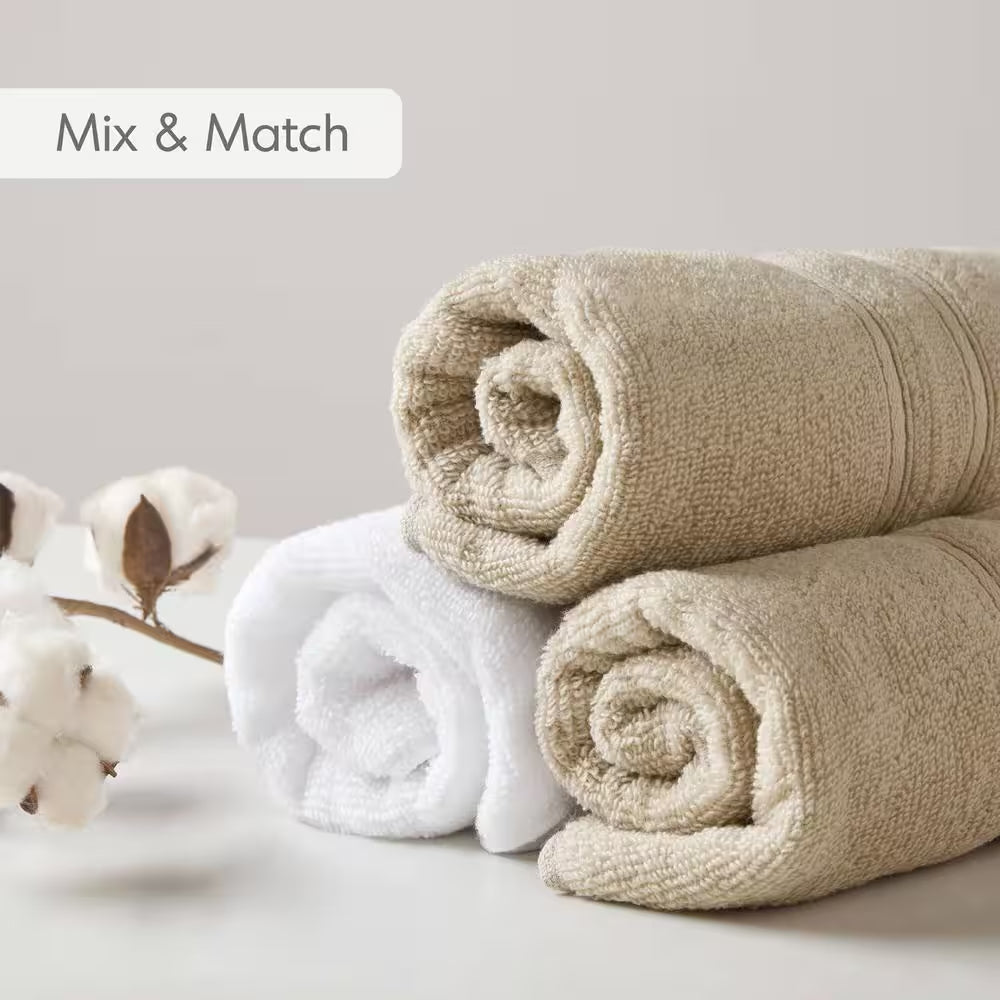 400GSM Essential Bundle 12-Piece White Cotton Bath Towel Set