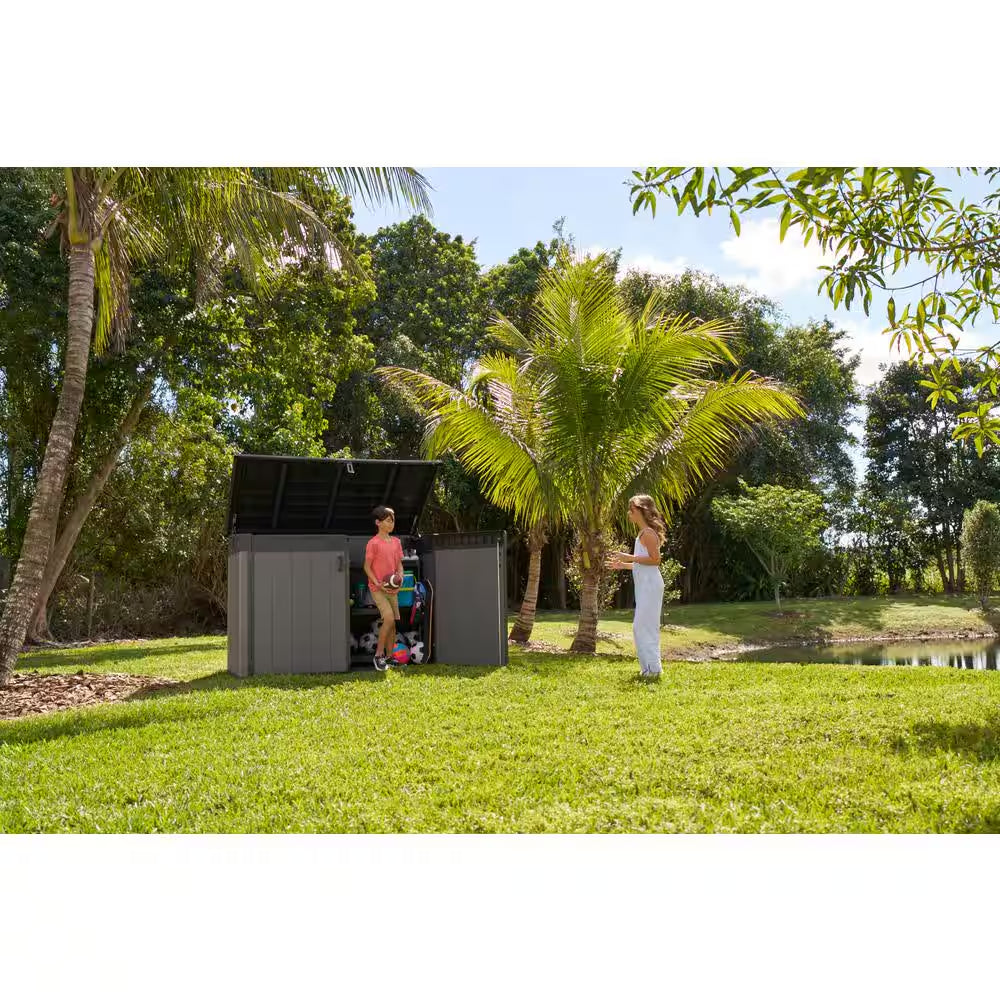Cortina Mega 6.2 Ft. W X 3.6 Ft. D Durable Resin Plastic Storage Shed with Flooring Grey (22.4 Sq. Ft.)