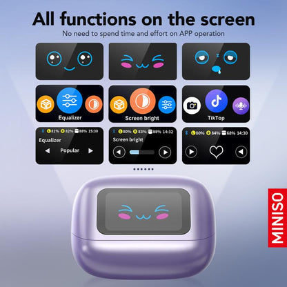 MINISO MS199 Clip on Ear Headphones Full Color Touch Screen, Audio Wireless Headphones Built-In Microphone for Music & Phone Calls,Sport Waterproof & Sweatproof
