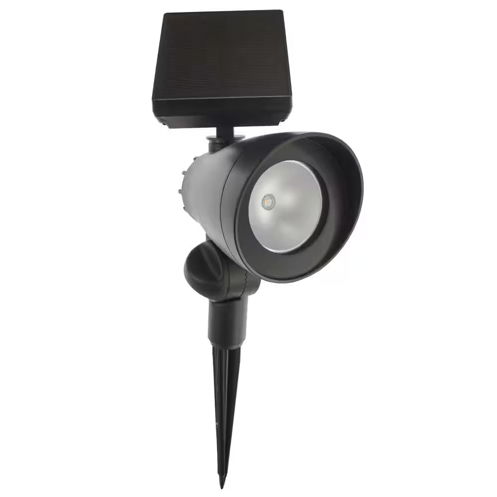 55 Lumen Black LED Weather Resistant Outdoor Solar Spot Light with Adjustable Head