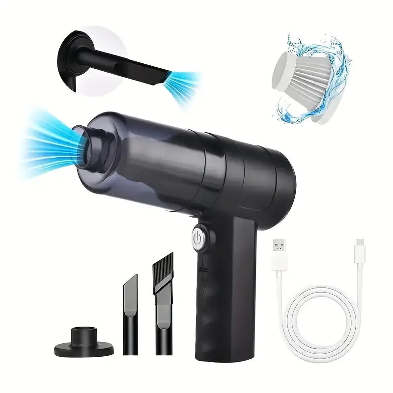 Cordless Handheld Vacuum Cleaner – Portable, 40 dB Low Noise, 3 kPa Suction with Side Brushes & Crevice Tool (Battery Not Included)