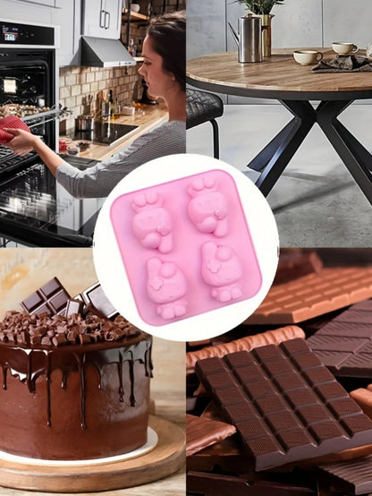 1Pc Hellokittys My Melody Kuromi Cinnamoroll Silicone Baking Mold 4-Cavity Food Grade Flexible DIY Mold for Cake Chocolate De
