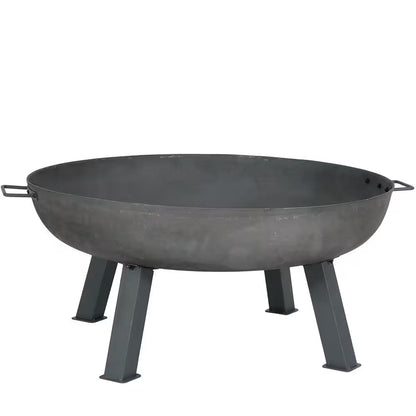 34 In. X 15 In. round Cast Iron Wood Burning Fire Pit Bowl in Steel