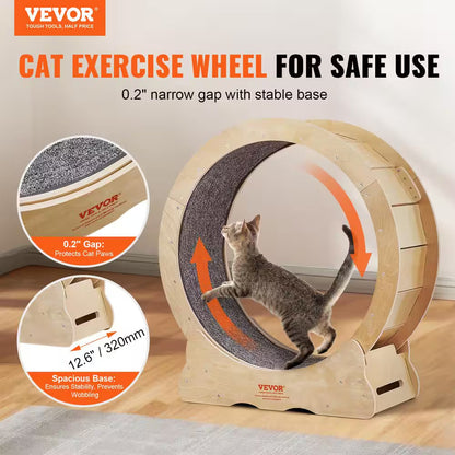 Large Cat Treadmill Wheel for Cats 29.5 In. Cat Running Wheel with Detachable Carpet and Cat Teaser Furniture Cover