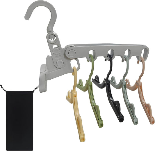 1Pc Portable Folding Clothes Drying Rack and 5 Pcs Foldable Hangers Which Is a Great Combo for Travel, Hotels, Camping, with a Large Storage Bag