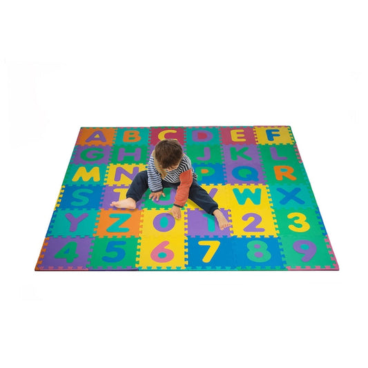 96-Piece Alphabet Foam Puzzle- Pop-Out Letters and Numbers- Floor Playmat for Kids, Toddlers and Infants Home