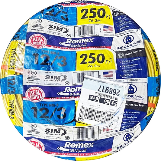 Romex Simpull 63947655 250Ft. NM-B Non-Metallic Sheathed Cable with Ground Wire
