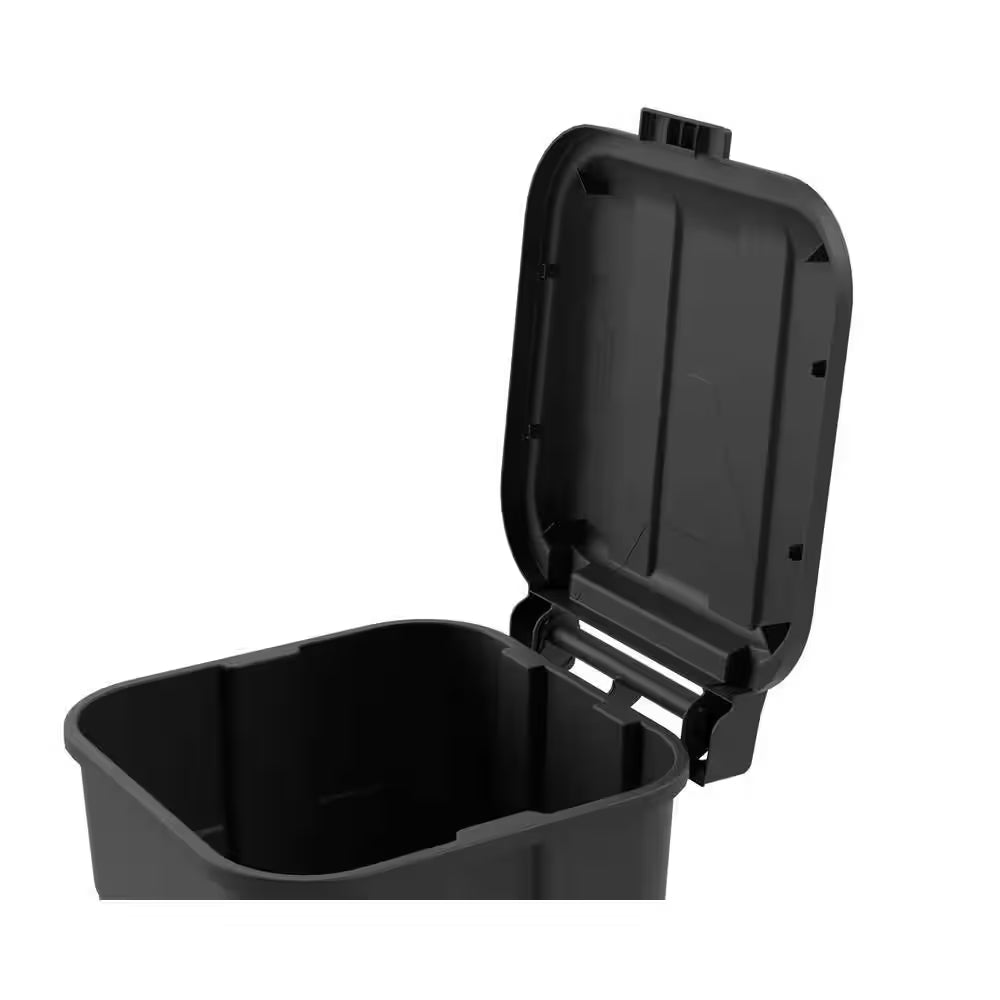 45 Gal. Black Outdoor Vented Trash Can with Wheels, Attached Lid