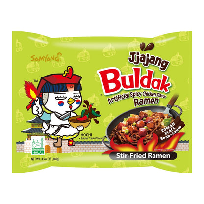 Buldak Jjajang Korean Spicy Hot Chicken Stir-Fried Noodles 4.94Oz (Pack of 5)