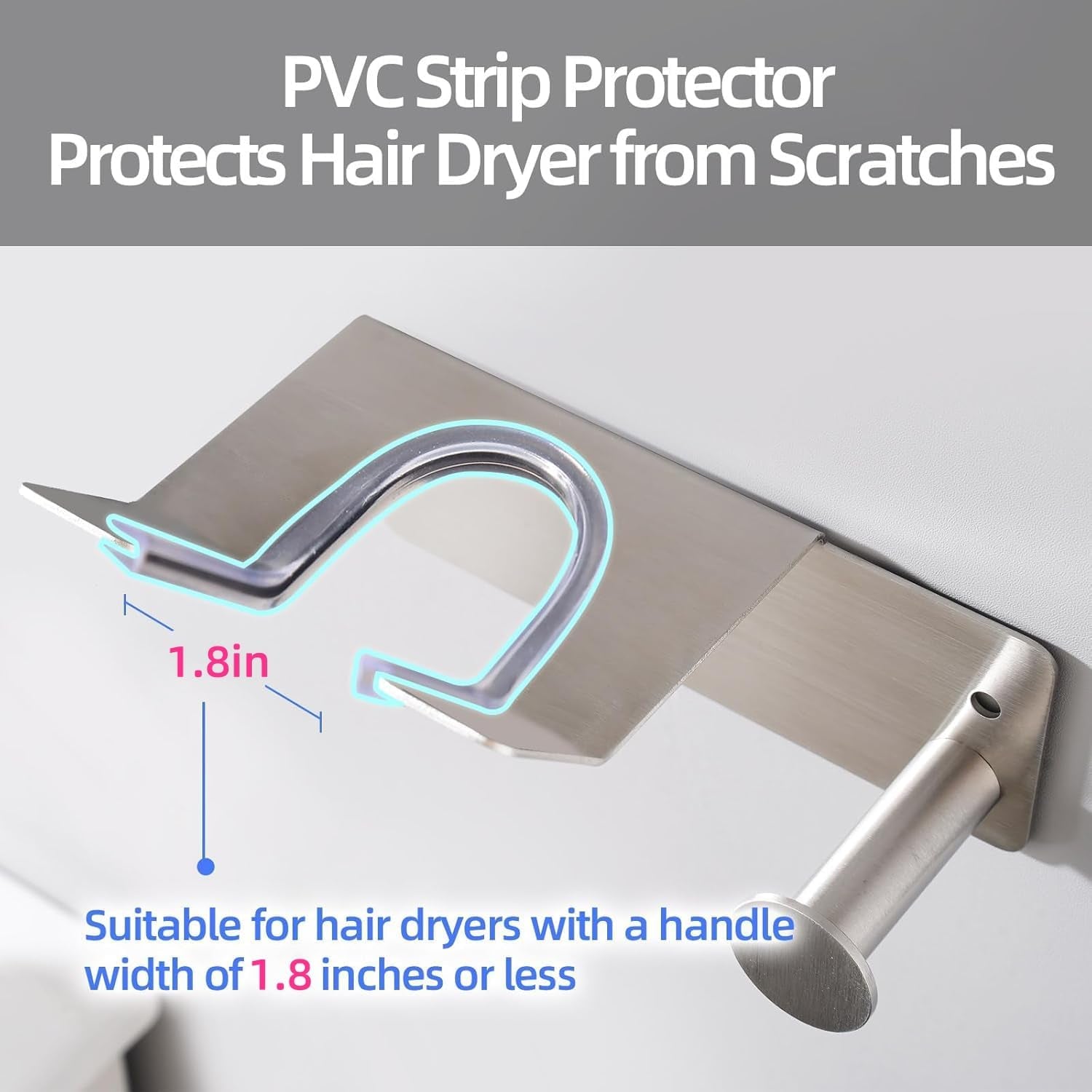 Hair Dryer Holder, Hair Dryer Holder Wall Mounted, Self Adhesive Blow Dryer Holder, Stainless Steel Dyson Hair Dryer Holder, Hairdryer Holder for Bathroom