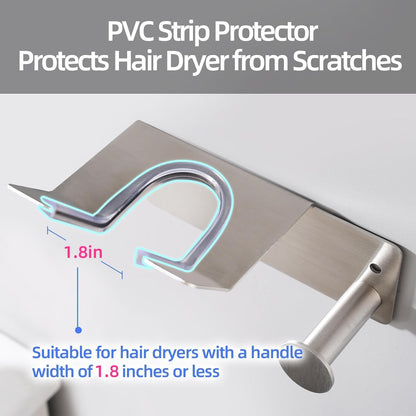 Hair Dryer Holder, Hair Dryer Holder Wall Mounted, Self Adhesive Blow Dryer Holder, Stainless Steel Dyson Hair Dryer Holder, Hairdryer Holder for Bathroom