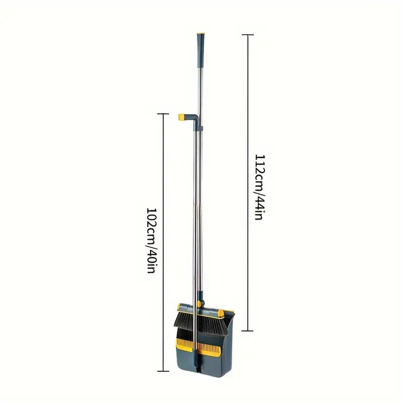 Broom & Dustpan Set (1-Set) – Foldable, Thickened Rotatable Stainless Steel Rod, Soft Non-Scratch Bristles, Indoor Cleaning Supplies (Local Warehouse Available)