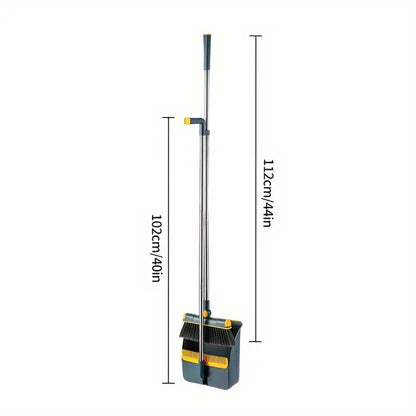 Broom & Dustpan Set (1-Set) – Foldable, Thickened Rotatable Stainless Steel Rod, Soft Non-Scratch Bristles, Indoor Cleaning Supplies (Local Warehouse Available)