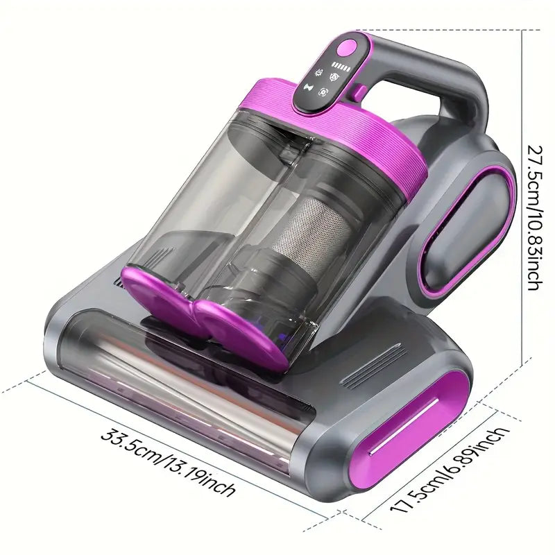 18 kPa Mattress & Upholstery Vacuum Cleaner – Handheld Double-Cup Vacuum with UVC, Hot Air Sterilization & High-Heat Drying