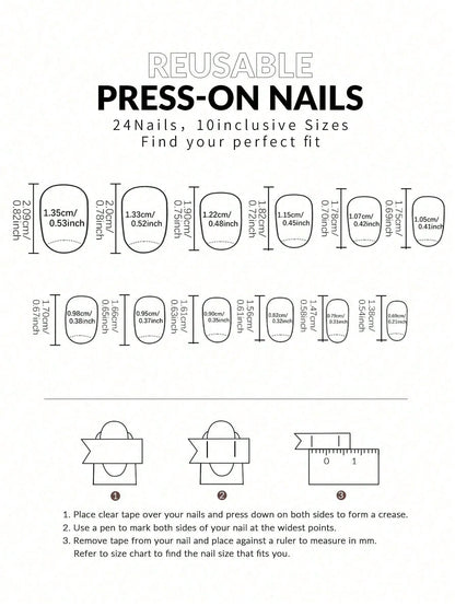 💅 576-Piece Floral French Manicure Nail Stickers – Short Oval Full Cover False Nails