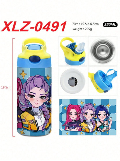 K-Pop Rumi-Inspired Demon Hunters Girls’ Insulated Leakproof Water Bottle – Cute Gift for Ages 4–12