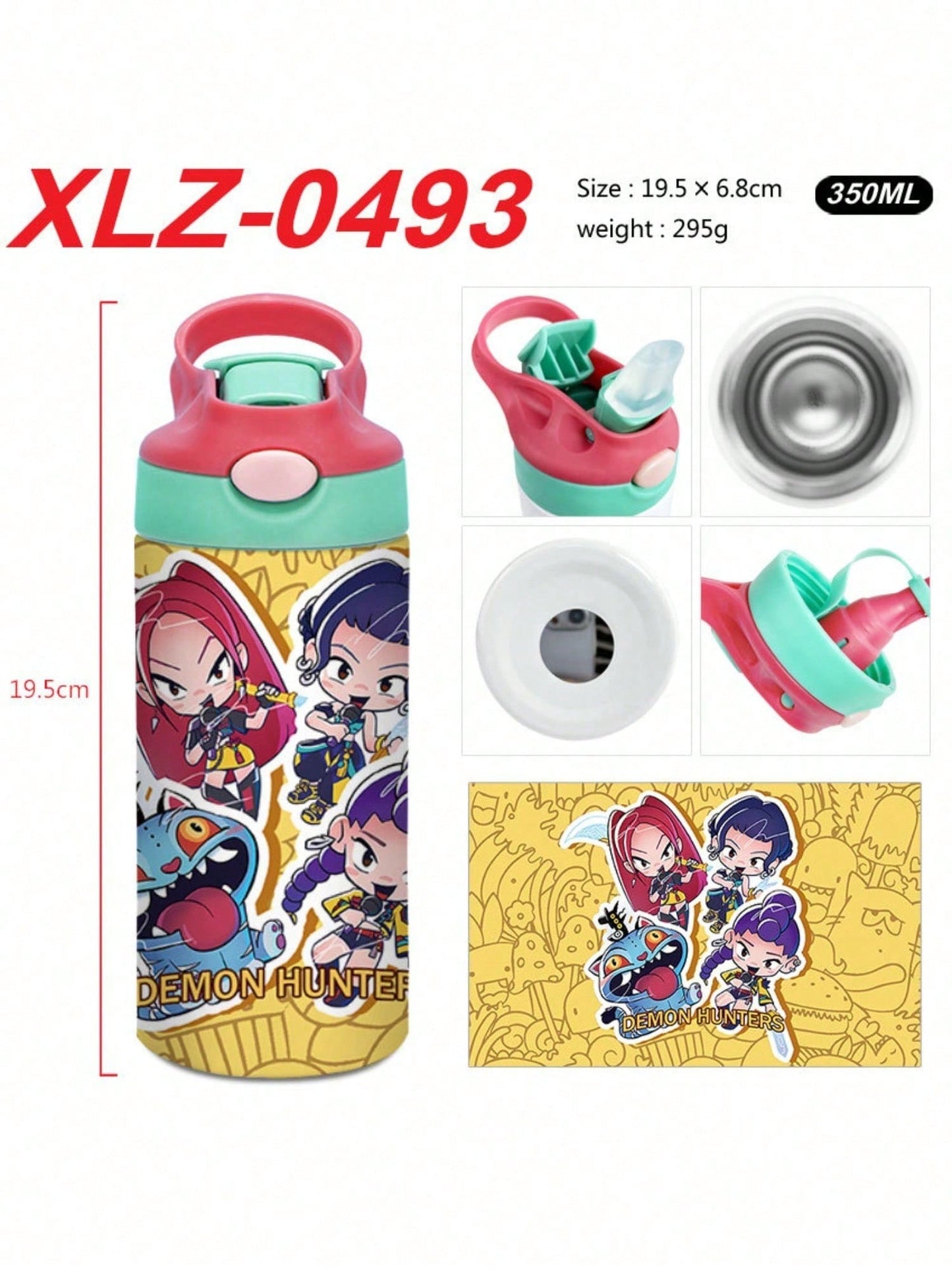 K-Pop Rumi-Inspired Demon Hunters Girls’ Insulated Leakproof Water Bottle – Cute Gift for Ages 4–12