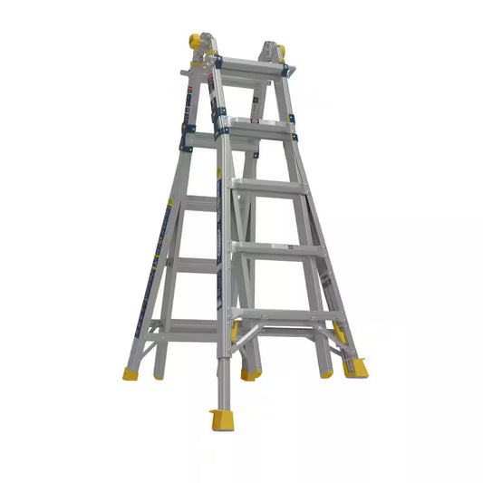 22 Ft. Reach Aluminum 5-In-1 Multi-Position Pro Ladder with Built-In Leveling 375 Lbs. Load Capacity Type IAA Duty