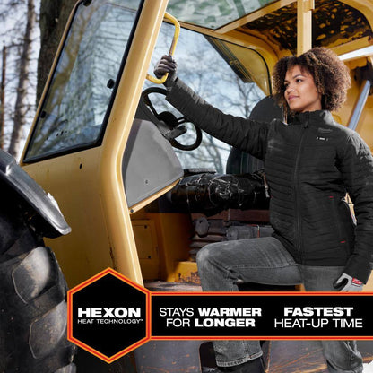 Women'S Large M12 12-Volt Lithium-Ion Cordless AXIS Black Heated Quilted Jacket Kit with (1) 3.0 Ah Battery and Charger