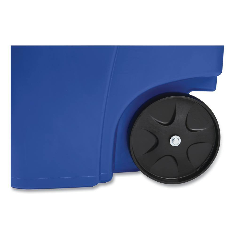 BRUTE 50 Gal. Blue Rollout Plastic Outdoor Recycling Trash Can with Lid for Restaurants/Offices/Commercial Environments