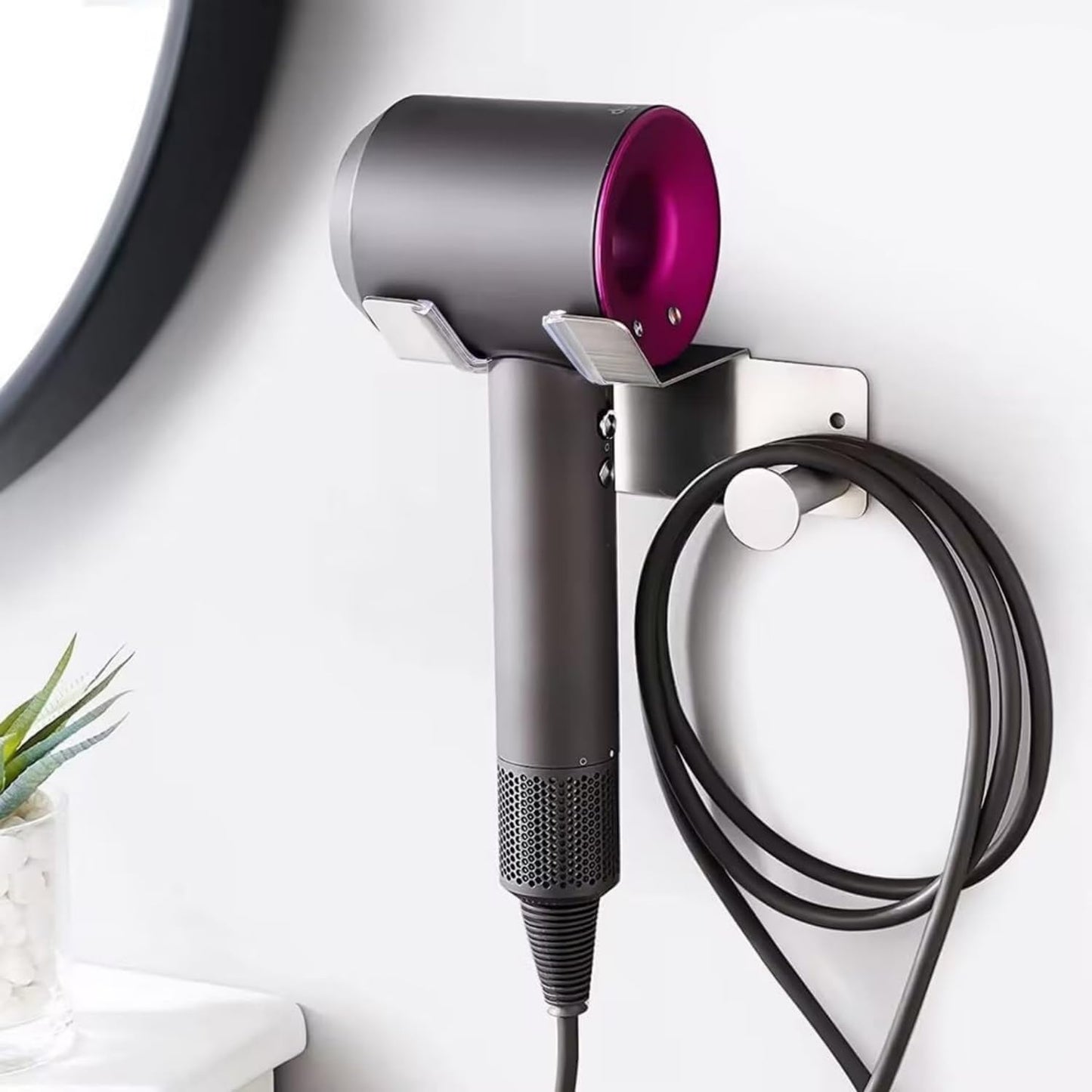 Hair Dryer Holder, Hair Dryer Holder Wall Mounted, Self Adhesive Blow Dryer Holder, Stainless Steel Dyson Hair Dryer Holder, Hairdryer Holder for Bathroom
