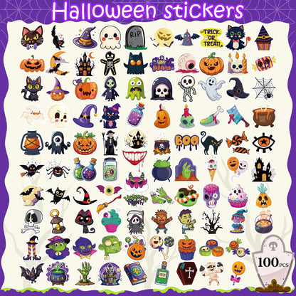 Halloween Party Favors - 100 PCS Pumpkin Bat Spider Stickers,Kids Halloween Games Treats Crafts Gifts Party Supplies Decorations