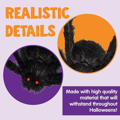2 Pack 5 Ft Halloween Outdoor Decorations Hairy Black Spider, Scary Giant Spider, Fake Large Haunted House Props, Halloween Yard Lawn Decorations Party Indoor Decor
