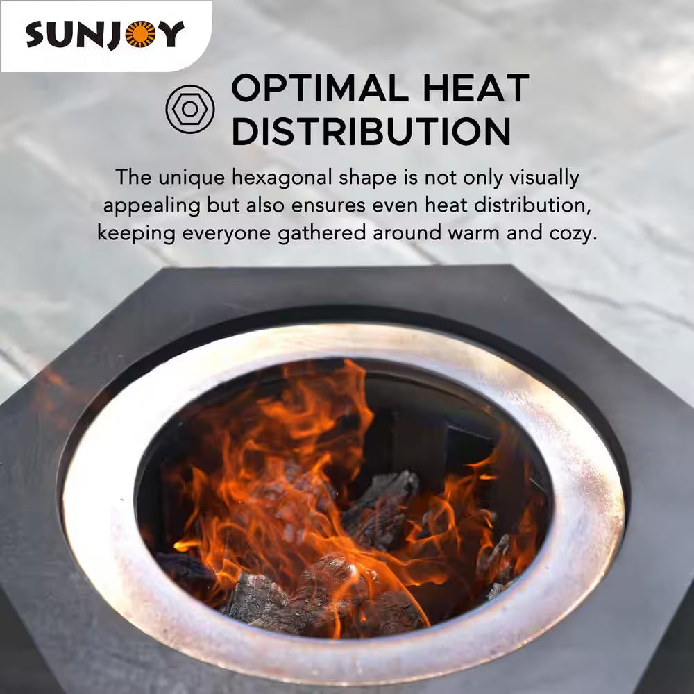28 In. Hexagonal Outdoor Patio Wood Burning Smokeless Firepit