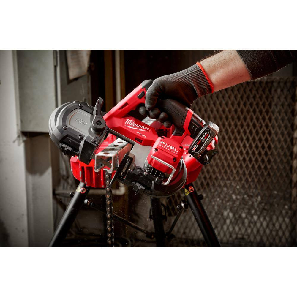 M12 FUEL 12-Volt Lithium-Ion Cordless Compact Band Saw XC Kit with (2) Batteries, Charger, Reamer, 3 Blades, and Bag
