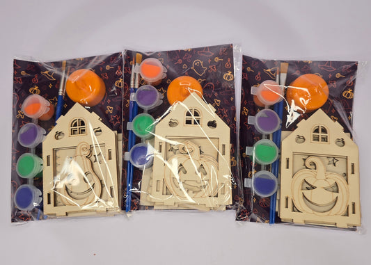 Halloween Haunted House DIY Painting Kit – Wooden Craft Set with Paints & Pumpkin Decoration(1Pcs)