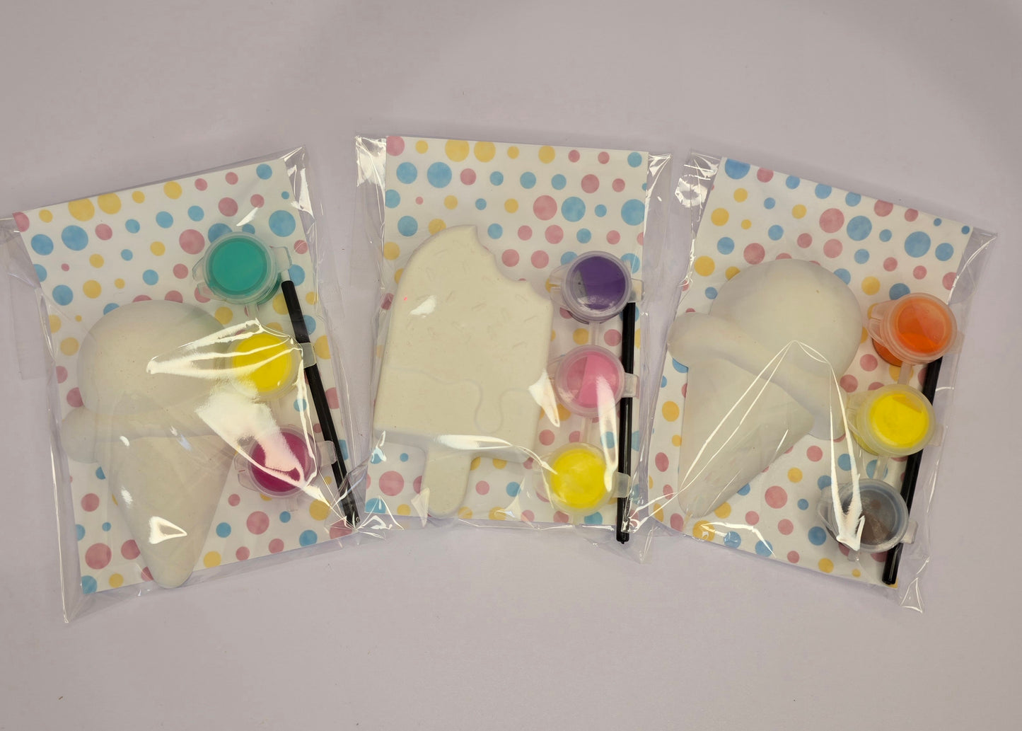 Ice Cream DIY Painting Kit – Kids Summer Plaster Craft with Paints & Brush, Party Activity(3Pcs_
