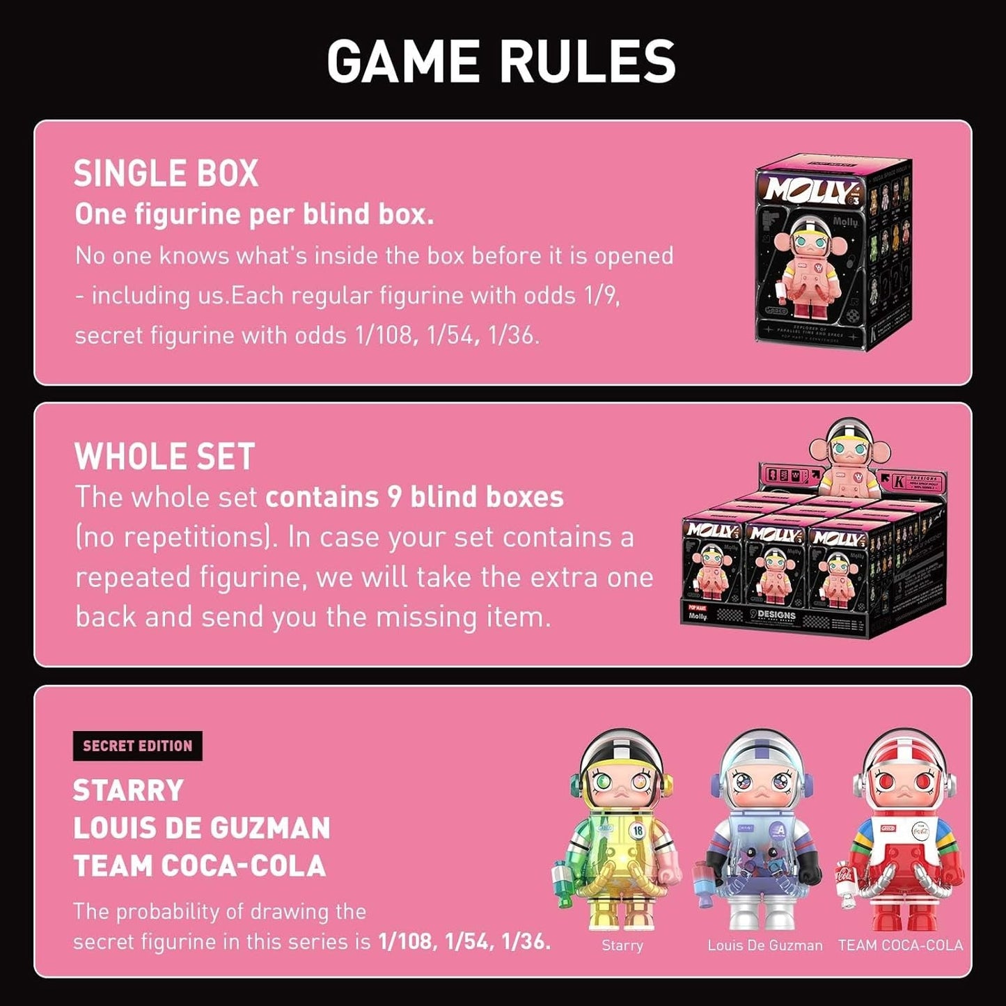 MEGA Space Molly 100% Series 3, Molly Blind Box Figures, Random Design Action Figures Collectible Toys Home Decorations, Holiday Birthday Gifts for Boys and Girls, Whole Set