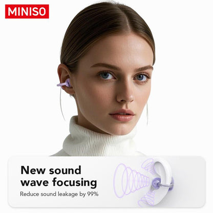 MINISO MS199 Clip on Ear Headphones Full Color Touch Screen, Audio Wireless Headphones Built-In Microphone for Music & Phone Calls,Sport Waterproof & Sweatproof
