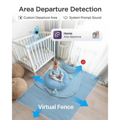 2.5K 4MP Smart Baby Monitor Camera with 64GB SD Card, AI Cry/Face/Area Departure Detect, 2.4G & 5G Wi-Fi