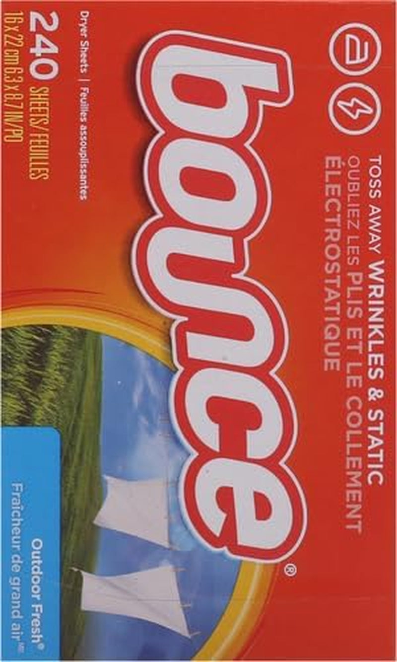 Dryer Sheets, Outdoor Fresh, 480 Count Laundry Fabric Softener Sheets with Static Control and Wrinkle Fighters. (2 Packs of 240)