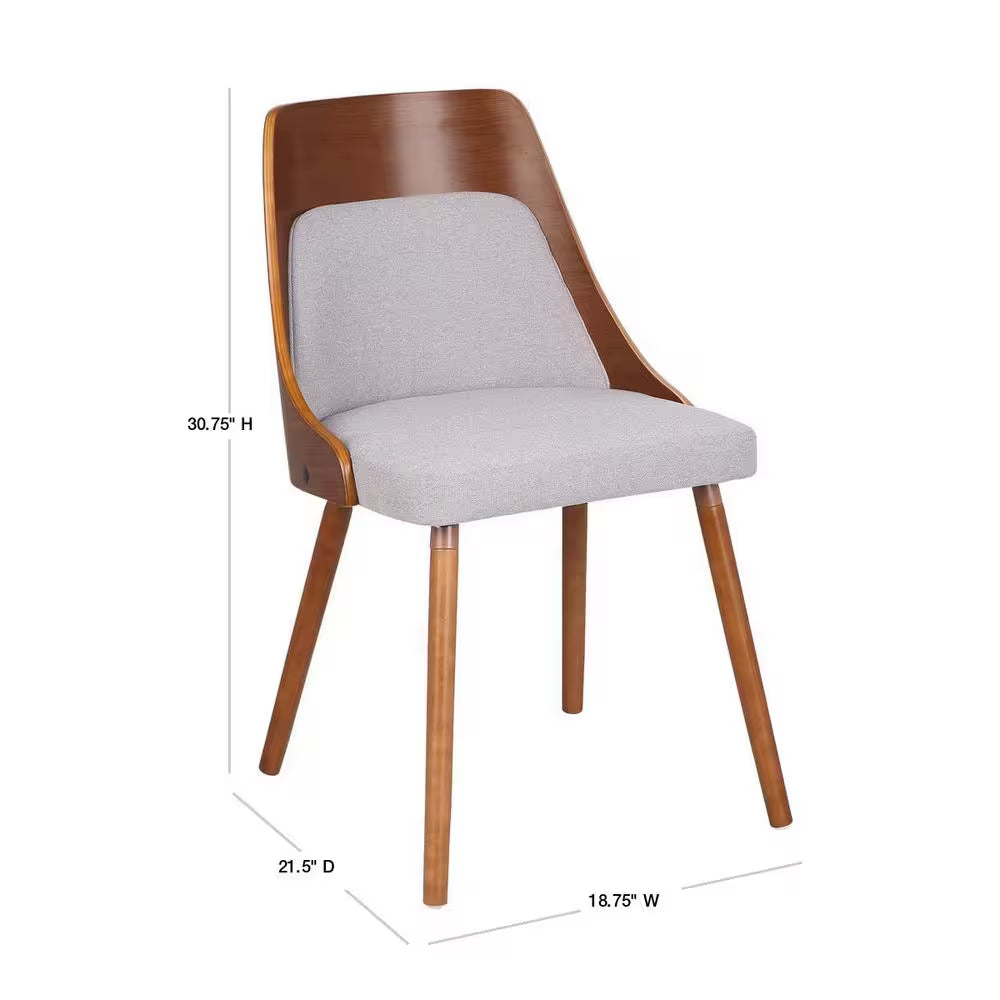 Anabelle Mid-Century Walnut and Grey Modern Dining Chair