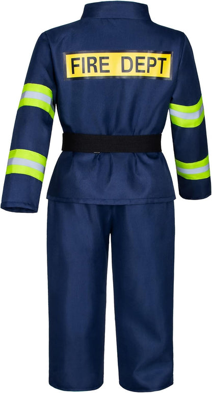 Kid'S Fireman Firefighter Costume Toys with Complete Accessories for Boys and Girls Birthday Halloween Party Dress up Navy Blue 2T 3T