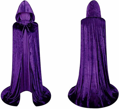 Unisex Full Length Hooded Robe Cloak Long Velvet Cape Cosplay Costume