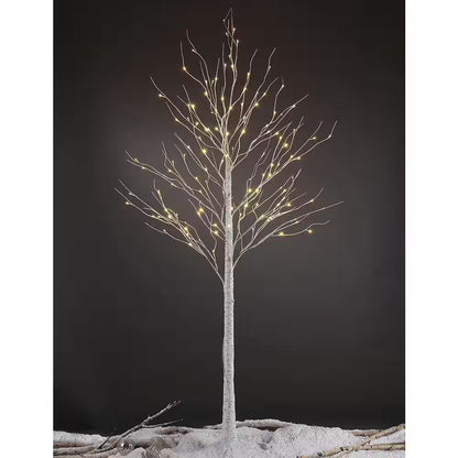 8 Ft. Warm White Pre-Lit 132 LED Birch Tree Artificial Christmas Tree for Home, Festival, Party, Indoor and Outdoor Use