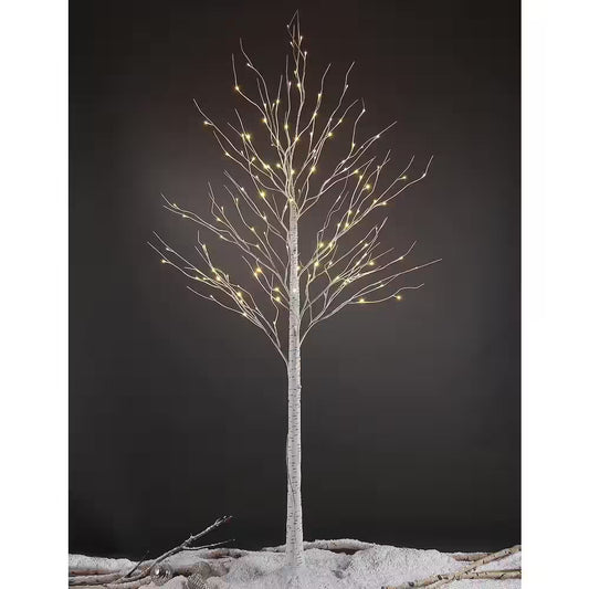 8 Ft. Warm White Pre-Lit 132 LED Birch Tree Artificial Christmas Tree for Home, Festival, Party, Indoor and Outdoor Use