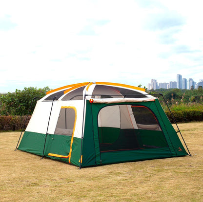 Extra Large Tent 10-12-14 Person(A),Family Cabin Tents,2 Rooms,3 Doors and 3 Windows with Mesh,Straight Wall,Waterproof,Double Layer,Big Tent for Outdoor,Picnic,Camping,Family Gathering