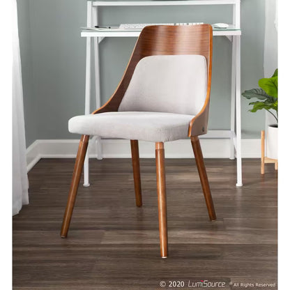 Anabelle Mid-Century Walnut and Grey Modern Dining Chair