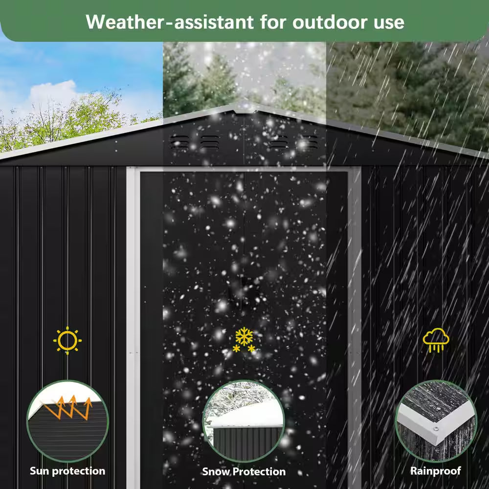 8 Ft. W X 12 Ft. D Outdoor Storage Metal Shed Building with Lockable Doors for Backyard Garden (96 Sq. Ft.)