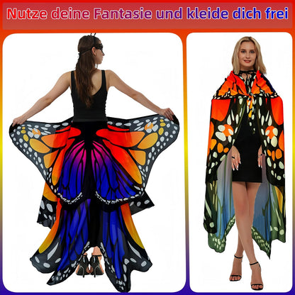 Adult Butterfly Costume Women Monarch Butterfly Wings Cape Shawl Halloween 3Pcs Mask Hairband