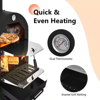 Oven Wood Fire Pizza Maker Grill Outdoor Pizza Oven with Pizza Stone and Waterproof Cover