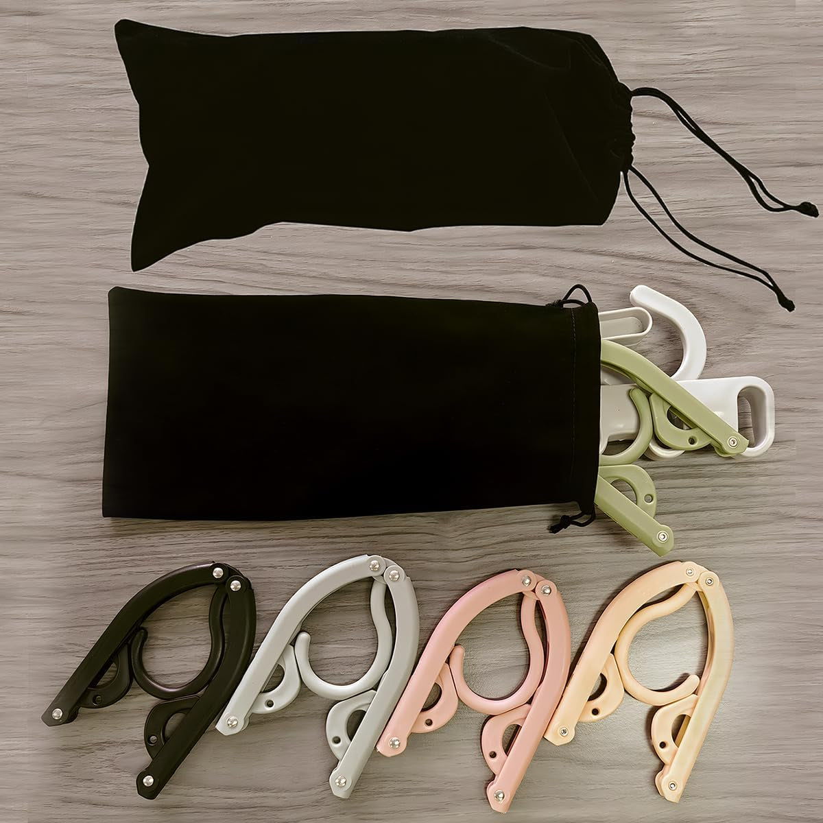 1Pc Portable Folding Clothes Drying Rack and 5 Pcs Foldable Hangers Which Is a Great Combo for Travel, Hotels, Camping, with a Large Storage Bag
