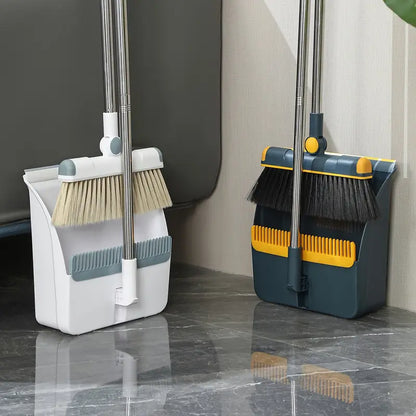 Broom & Dustpan Set (1-Set) – Foldable, Thickened Rotatable Stainless Steel Rod, Soft Non-Scratch Bristles, Indoor Cleaning Supplies (Local Warehouse Available)